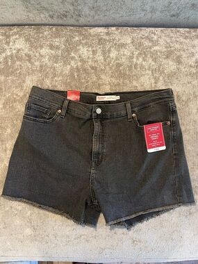 Levi's Black Raw-Hem Denim Cutoff Shorts